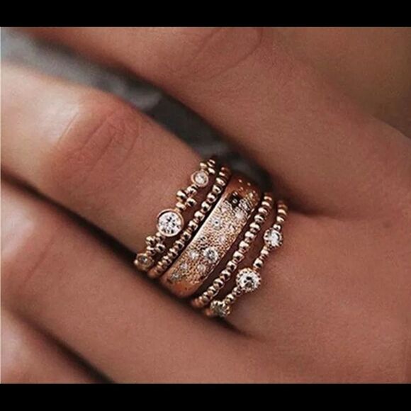 Rose Gold Stackable Rings  - Picture 1 of 2